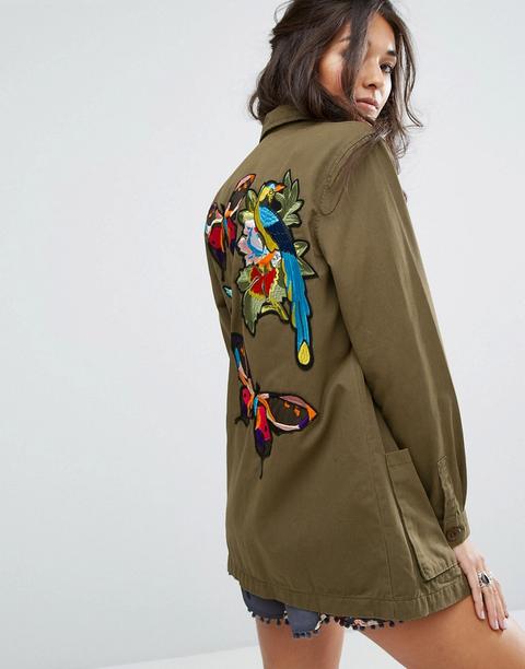 Chaqueta Militar Con Detalle Bordado En La Parte Posterior De Glamorous