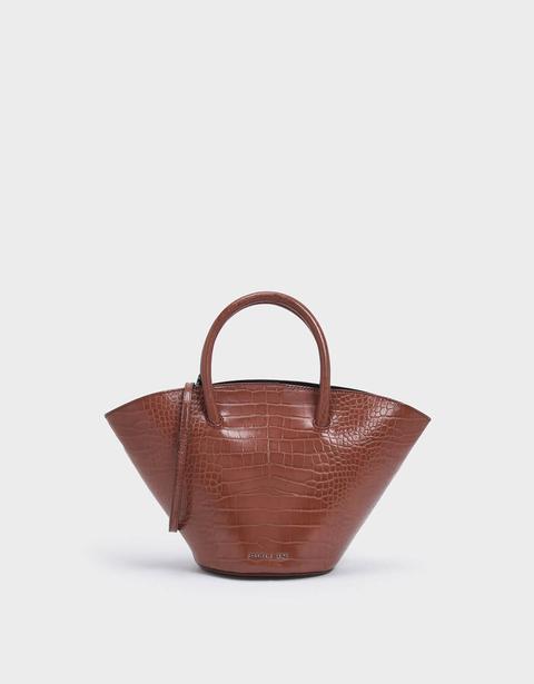 Croc-effect Trapeze Tote