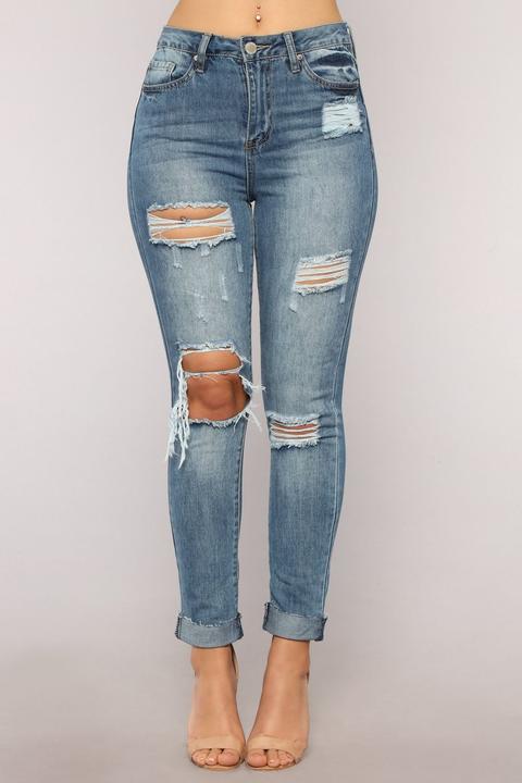 Sky Boyfriend Jeans - Medium Blue Wash