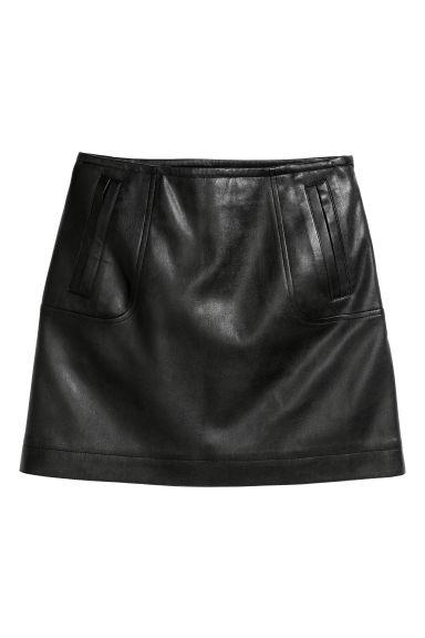 H & M - Minigonna In Finta Pelle - Nero