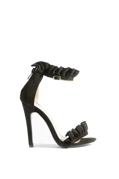 Carmen Black Ruffle Strap Heel