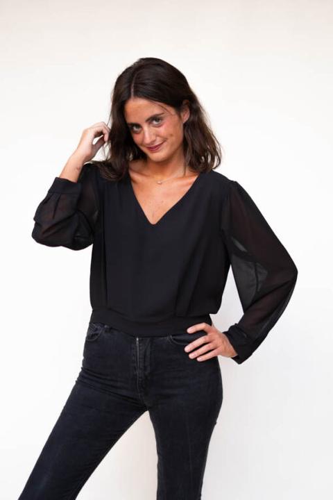 Blusa Cuello Pico Negro