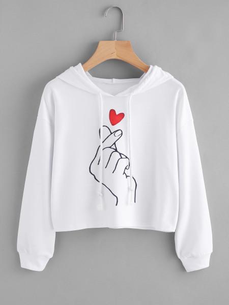 Sudadera Con Capucha Y Estampado De Mano