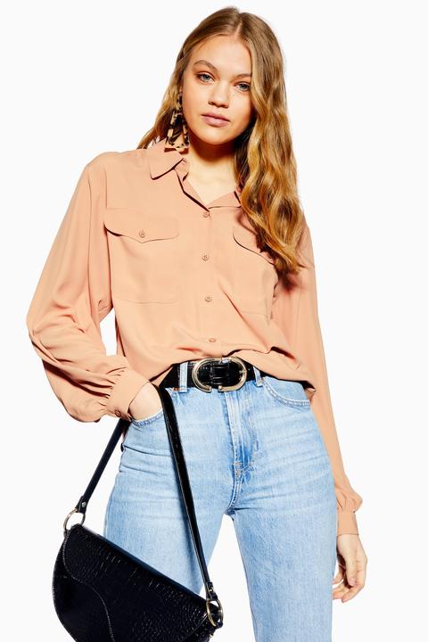 Womens Smart Pocket Shirt - Nude, Nude