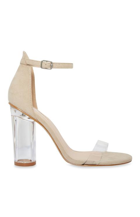 nude and clear heel