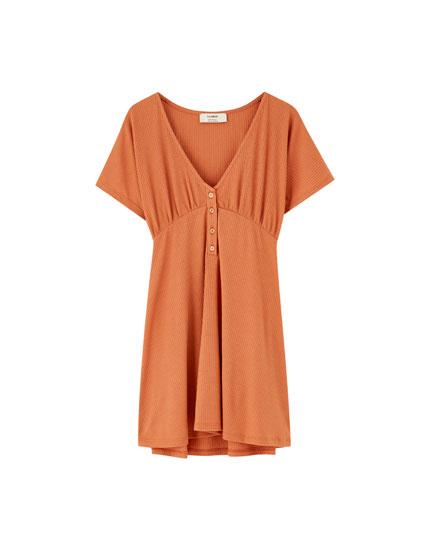 Vestido Mini Canalé Botones