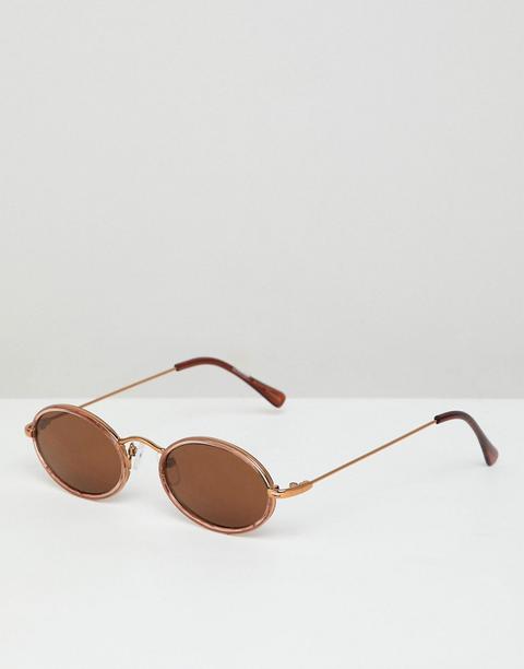 Reclaimed Vintage Inspired Oval Sunglasses In Brown - Brown