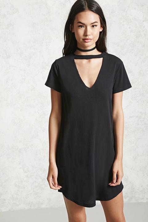 Choker Neck T-shirt Dress