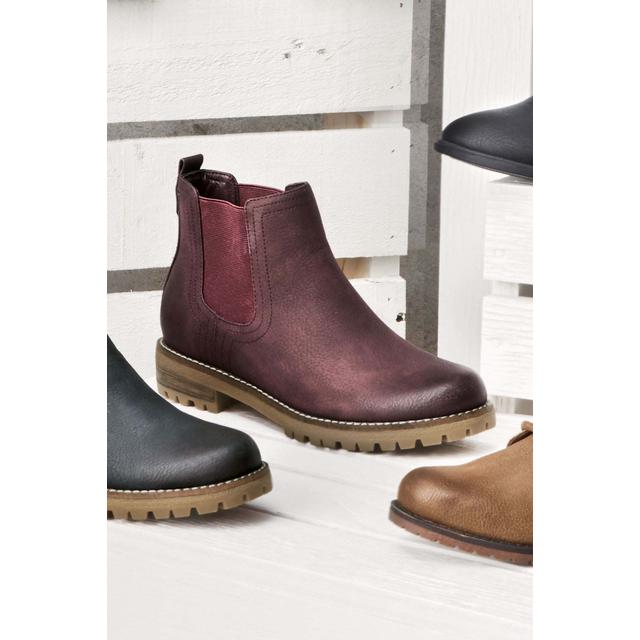 Burgundy Casual Chunky Chelsea Boots 