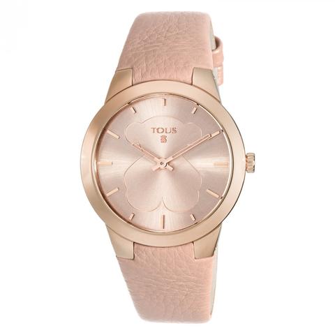 Reloj B-face De Acero Ip Rosado Con Correa De Piel Nude