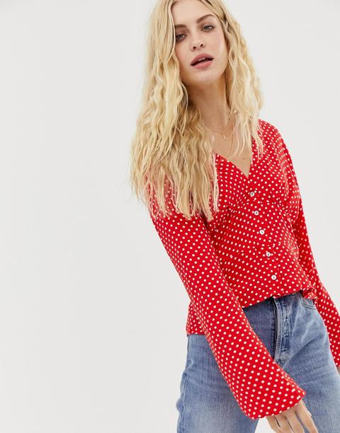 Blusa De Lunares Love Street De Free People-rojo