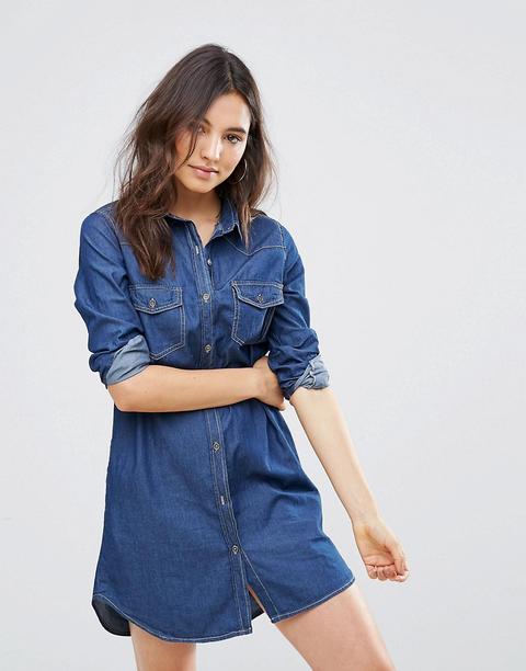 Qed London - Vestito Chemisier Di Jeans - Blu