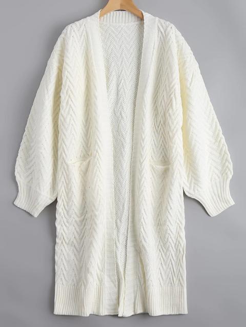 Aprire Il Cardigan A Maglia Con Cavo Frontale Con Tasche