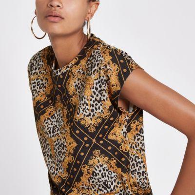 Black Scarf Print T-shirt