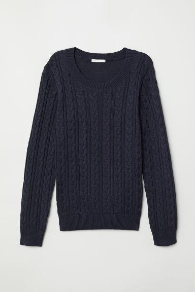 H & M - Pullover In Maglia A Trecce - Blu