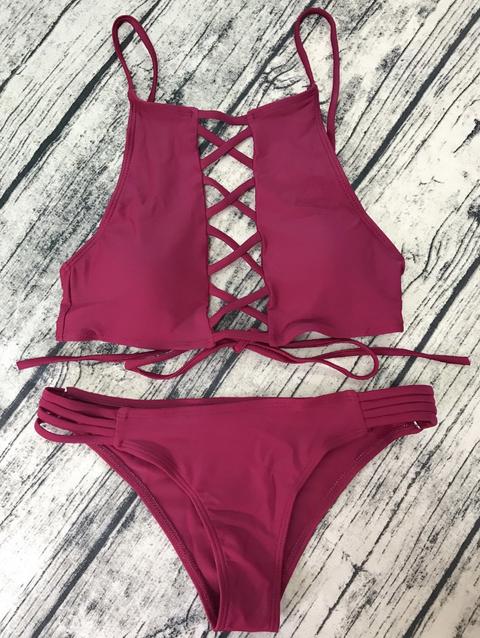 Lace-up Vino Bikini Rosso