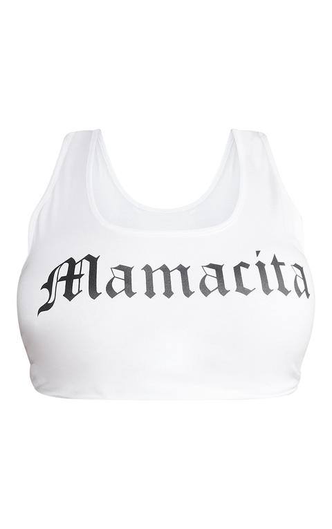 Plus White Printed Mamacita Crop Top