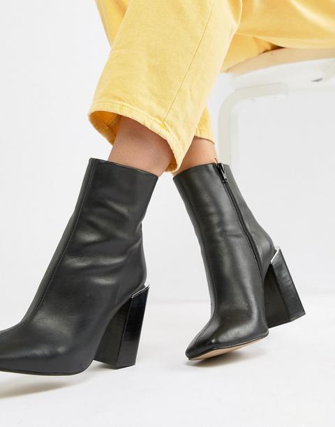 Asos Design Verity Leather Heeled Ankle Boots