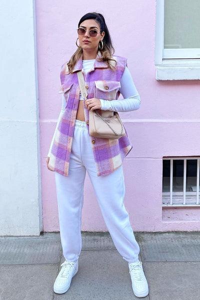 Lilac Check Sleeveless Shacket - Brittanie