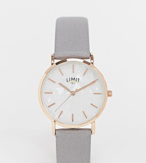 Limit Faux Leather Watch In Grey Exclusive To Asos