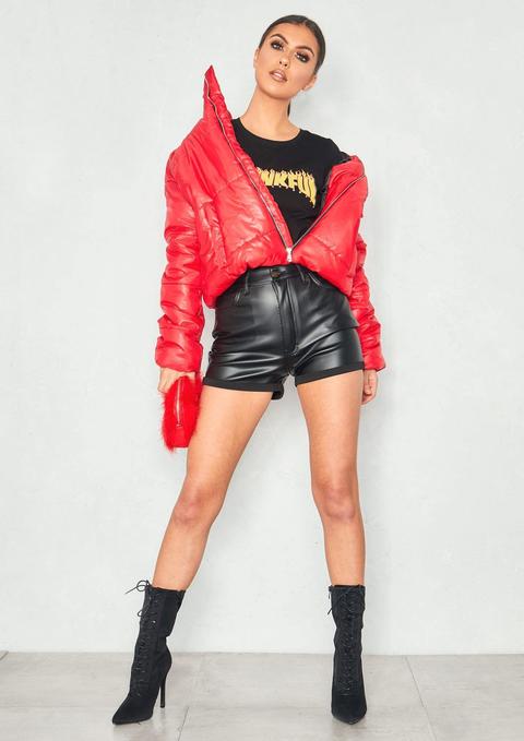 Dianne Black Faux Leather High Waist Shorts