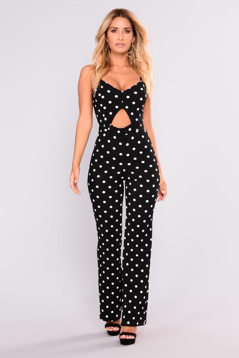 Hot Spot Polka Dot Jumpsuit Black White From Fashion Nova On 21 Buttons