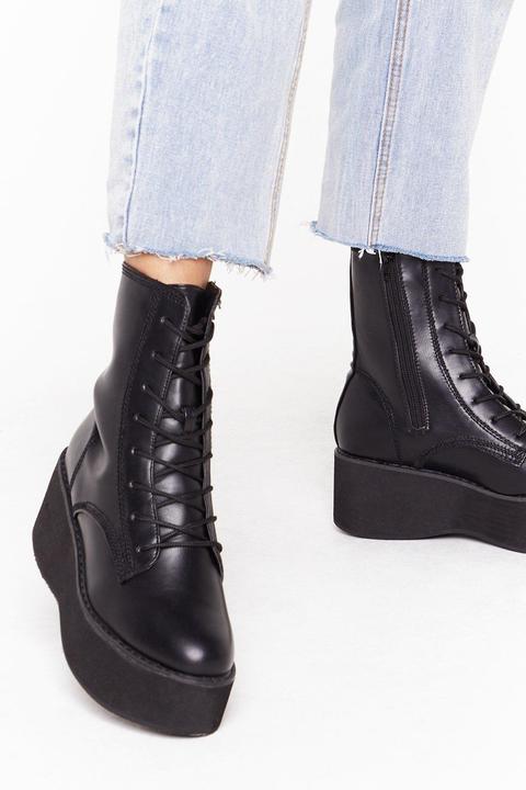 Womens Hot On Your Heels Faux Leather Platform Boots