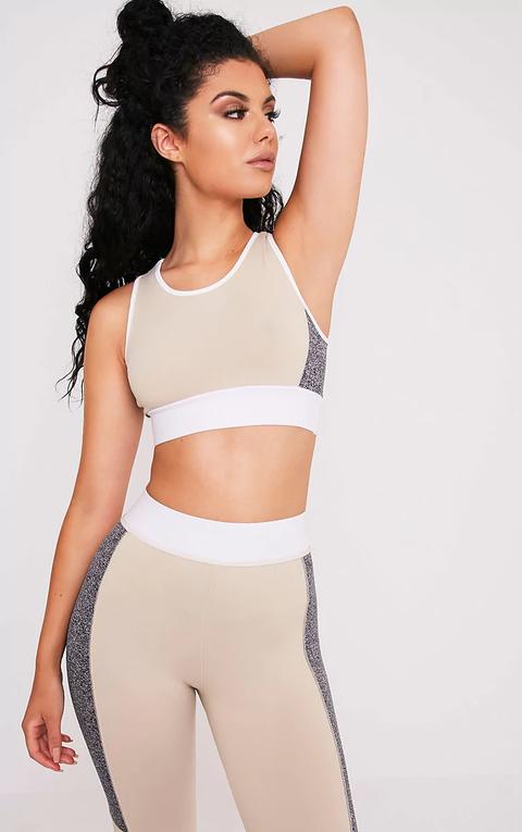 Jodie Stone Racer Back Crop Top, White