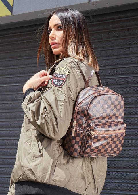 Janessa Brown Check Mini Backpack