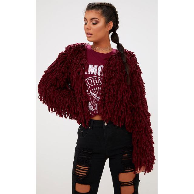 burgundy cropped cardigan