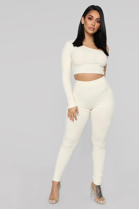 Reese Ribbed Pant Set - Ivory