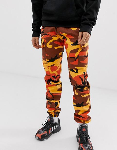 Sixth June Cargo Trousers In Orange Camo