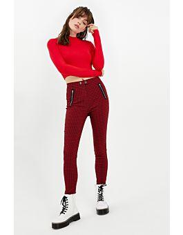 Pantaloni Pied De Poule A Vita Alta