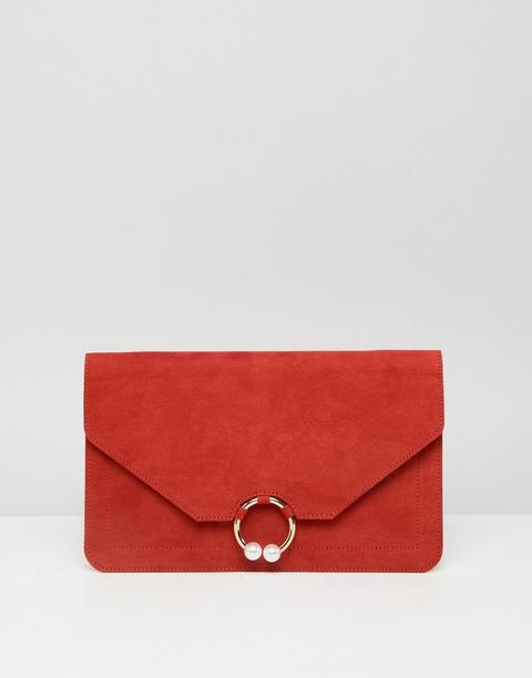 Asos Design - Pochette Con Anello E Perle - Arancione