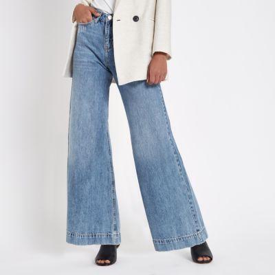 Mid Blue Wash Mila Wide Leg Jeans