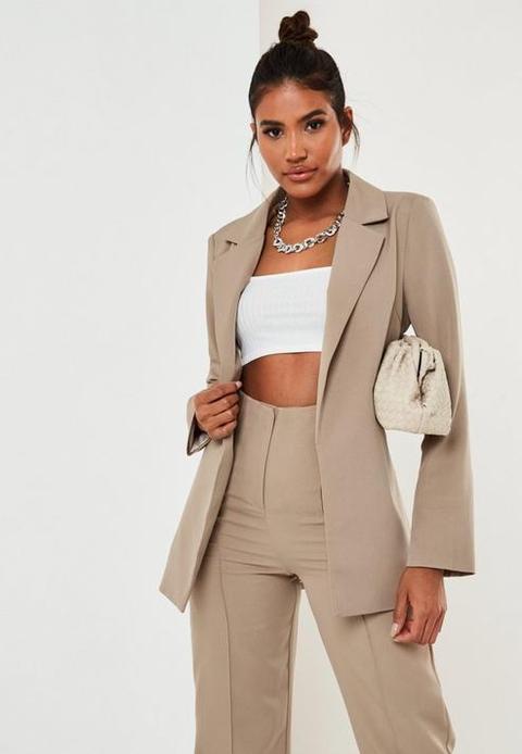 Tall Stone Co Ord Boyfriend Blazer, Beige