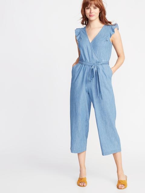 old navy chambray romper