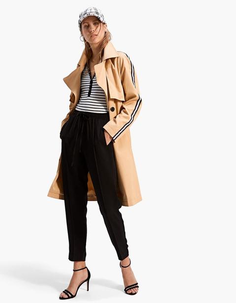 Pantaloni Sarouel Con Riga Laterale Nero