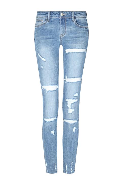 Jeans Con Strappi Blu Acceso