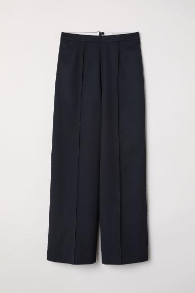 H & M - Pantaloni Ampi In Misto Lana - Nero