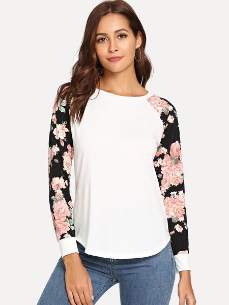 T-shirt Mit Blumen Und Raglanärmeln