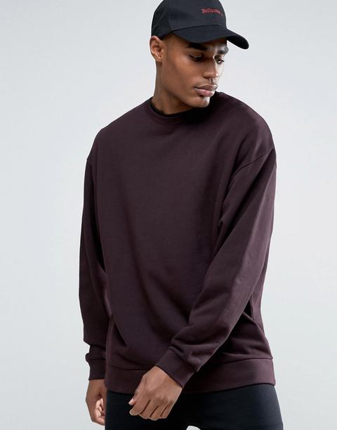 Asos - Felpa Oversize Bordeaux - Rosso