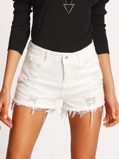 Shorts Rotos Denim -blanco