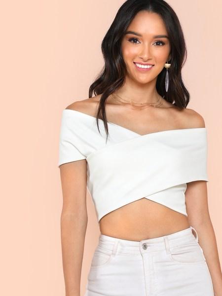 Crisscross Crop Bardot Top