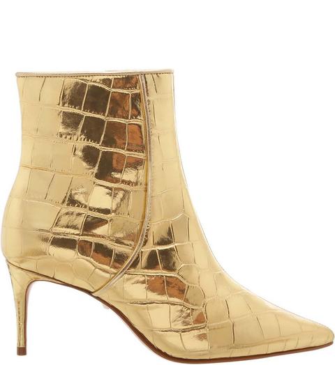 Bota Mid Heel Golden Croco