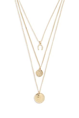 Forever 21 Layered Coin Charm Necklace Gold