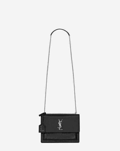 Medium Sunset Bag In Black Patent Leather