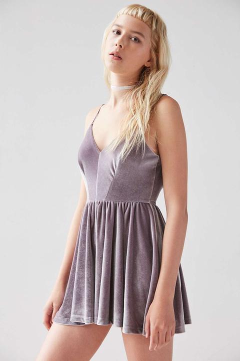 Kimchi Blue Vanessa Velvet Fit And Flare Playsuit