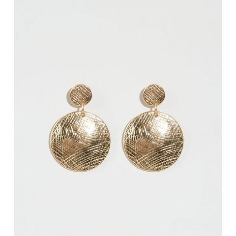 Boucles D’oreilles À Disques Dorés Texturés