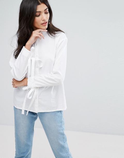 Daisy Street - Camicia Comoda Con Laccetti Ai Polsini - Bianco